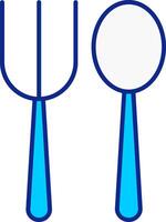 fourchette cuillère bleu rempli icône vecteur