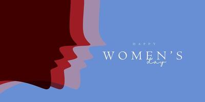 Trois têtes de différence femmes dans le monde, le international femmes journée notions, 8e mars, vecteur illustration bannière, toile de fond, la toile bannière
