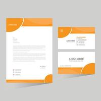 conception de papier à en-tête et carte de visite simple de couleur orange vecteur