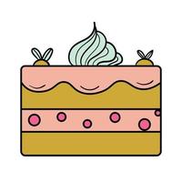 icône de fine ligne d'un gâteau à la crème isolé sur fond blanc. vecteur