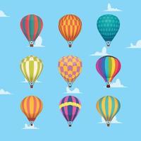 festival de ballons à air vol romantique montgolfières en plein air transport d'avion ensemble de dessins animés collection montgolfières volant exploration voyage illustration vecteur