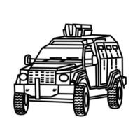 icône de voiture blindée de police. doodle dessinés à la main ou style d'icône de contour vecteur