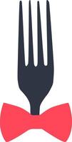 concept pour une restaurant, café, bar, ou vite nourriture représentée par une fourchette et arc attacher logo icône. vecteur