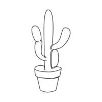vecteur art cactus plante continu un ligne illustration isolé sur blanc Contexte minimaliste dessin