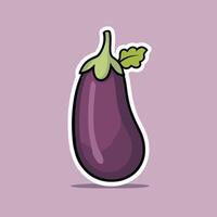 mignonne dessin animé aubergine aubergine illustration vecteur