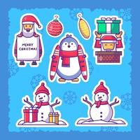 heureux un personnage de noël mignon pack d'autocollants du père noël illustration vecteur