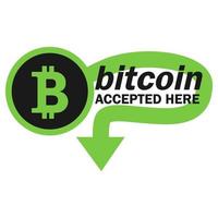 concept de paiement bitcoin. crypto-monnaie mobile. transaction ou don de bitcoins. crypto-monnaie acceptée ici vecteur