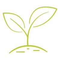 plante en croissance. deux feuilles vertes. concept de protection de l'environnement, concept de ferme écologique, aliments biologiques, produits végétaliens. écologie, utilisation des éléments de la nature dans les soins de santé ou l'aromathérapie vecteur