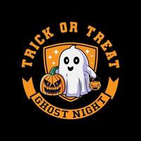 Halloween cartoon trick or Treat ghost night vintage logo vector icon illustration dessinée à la main