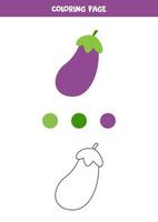 aubergine de dessin animé mignon de couleur. feuille de travail pour les enfants. vecteur