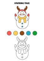 bonhomme de neige de dessin animé mignon de couleur. feuille de travail pour les enfants. vecteur