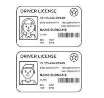 le permis de conduire. une carte d'identité en plastique. illustration de contour du modèle. vecteur