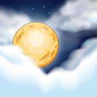 Scène de nuit avec lune et nuages vecteur