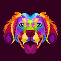 tête de chien coloré illustration avec style pop art vecteur