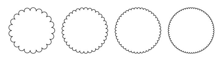 coquille cadres sont rond. contour de cercle différent taille dentelle bords de élément les frontières. conception vecteur collection isolé sur blanc Contexte.