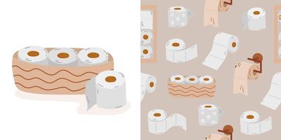 toilette papier sans couture modèle dans dessin animé style vecteur