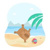 mignonne capybara ayant amusement sur le plage vecteur