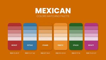 Couleur palette dans mexicain Couleur thème collectes. Couleur inspiration ou Couleur graphique avec codes modèle. Couleur combinaison ensemble de RVB. couleurs échantillon pour graphique conception, art, mode, ou la toile conception. vecteur