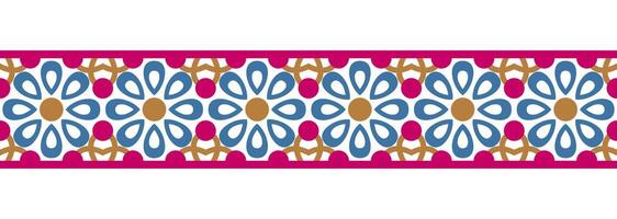 frontière ligne sans couture Contexte. décoratif conception sans couture ornemental mosaïque frontière modèle. islamique, Indien, arabe motifs. abstrait fleur. vecteur illustration