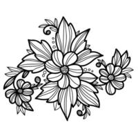 motif floral décoratif. contour, griffonnage vecteur