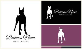 silhouette chien bouledogue logo modèle vecteur