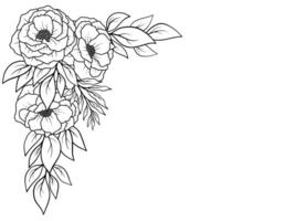 coin frontière Rose fleur contour illustration vecteur