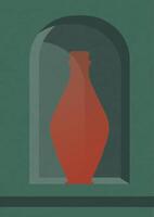 minimaliste esthétique illustration avec rouge céramique vase. texturé art avec poterie intérieur conception. vecteur