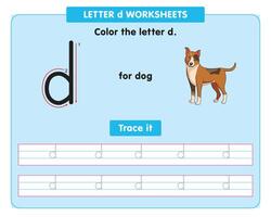 alphabet tracé feuille de travail avec petit lettre ré vecteur