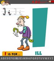 dessin animé graphique avec lettre je de alphabet et mauvais mot vecteur