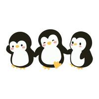 famille pingouins en portant mains dessin animé vecteur