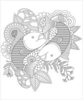 Coloriage de mandala de poisson avec une fleur. incroyable page de coloriage pour adultes de poissons. vecteur