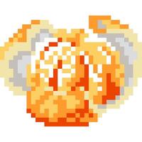 Orange fruit dessin animé icône dans pixel style vecteur