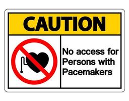 Pas d'accès pour les personnes avec signe symbole pacemaker sur fond blanc vecteur