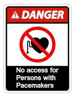 Danger aucun accès pour les personnes avec signe de symbole de pacemaker sur fond blanc