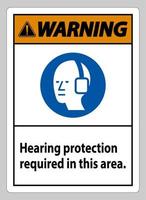 panneau d'avertissement ppe protection auditive requise dans cette zone avec symbole vecteur