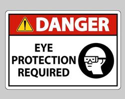Protection oculaire de signe de danger requise sur fond blanc vecteur