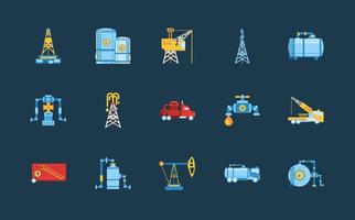 fracturation hydraulique industrie pétrolière technologie des carburants puissance production industrielle et icônes pétrolières vecteur