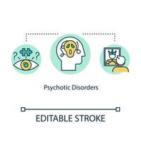 icône de concept de troubles psychotiques. illustration de ligne mince idée de maladie mentale. problèmes psychologiques. crise de panique. psychose. dessin de couleur rvb contour isolé vectoriel. trait modifiable vecteur