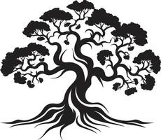 artistique feuillage icône vecteur emblème botanique charme monochrome arbre marque