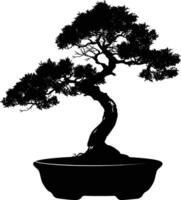 ai généré silhouette bonsaï arbre noir Couleur seulement vecteur