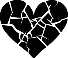 ai généré silhouette cassé cœur l'amour logo symbole noir Couleur seulement vecteur