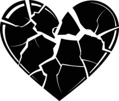 ai généré silhouette cassé cœur l'amour logo symbole noir Couleur seulement vecteur