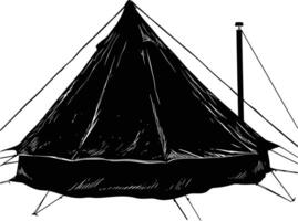 ai généré silhouette camping tente noir Couleur seulement vecteur
