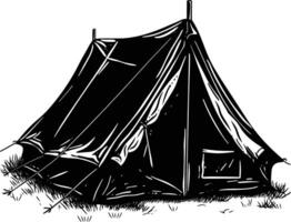 ai généré silhouette camping tente noir Couleur seulement vecteur