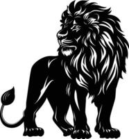 ai généré silhouette Lion noir Couleur seulement vecteur