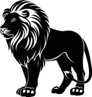 ai généré silhouette Lion noir Couleur seulement vecteur