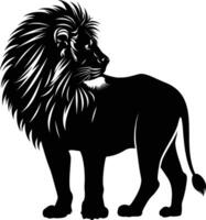 ai généré silhouette Lion noir Couleur seulement vecteur