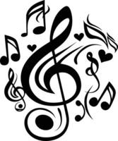 ai généré silhouette musical Remarques l'amour logo symbole noir Couleur seulement vecteur