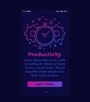 bannière mobile de productivité avec icône de ligne, vecteur