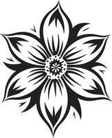 élégant botanique marque noir emblème délicat fleur impression vecteur art